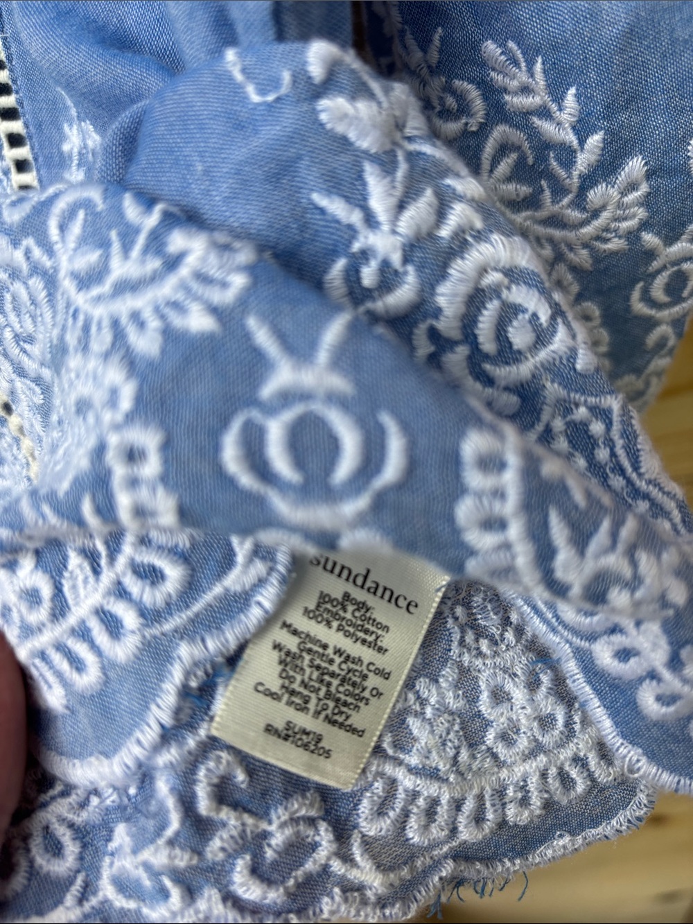 Sundance Embroidered Blue Cotton Bell Sleeve Boho Tunic Top Medium - Picture 8 of 8